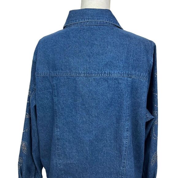 BRECKENRIDGE Womens Blue Jean Jacket Sz 2X Silver Studs Flaw/Studs Loose/Missing - Picture 6 of 12